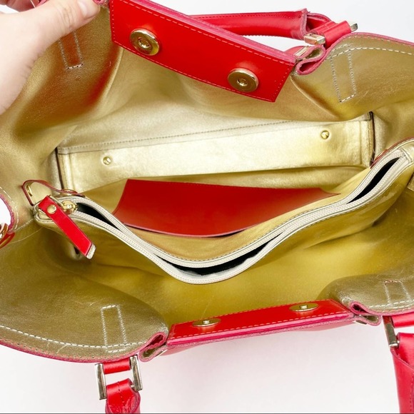 Gianni Notaro Made In Italy Leather Red Adjustable Long Strap Shoulder Bag Large - Picture 3 of 8